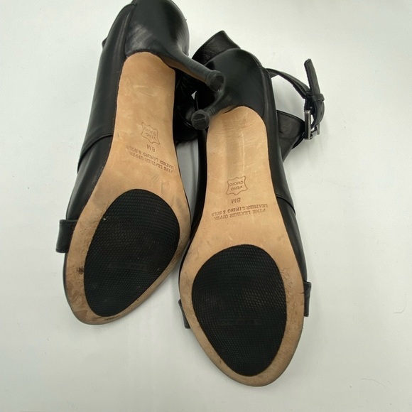 Leon Max Black Palor All Leather Open Toe Heels Wrap Ankle Sz 8M - Picture 16 of 16
